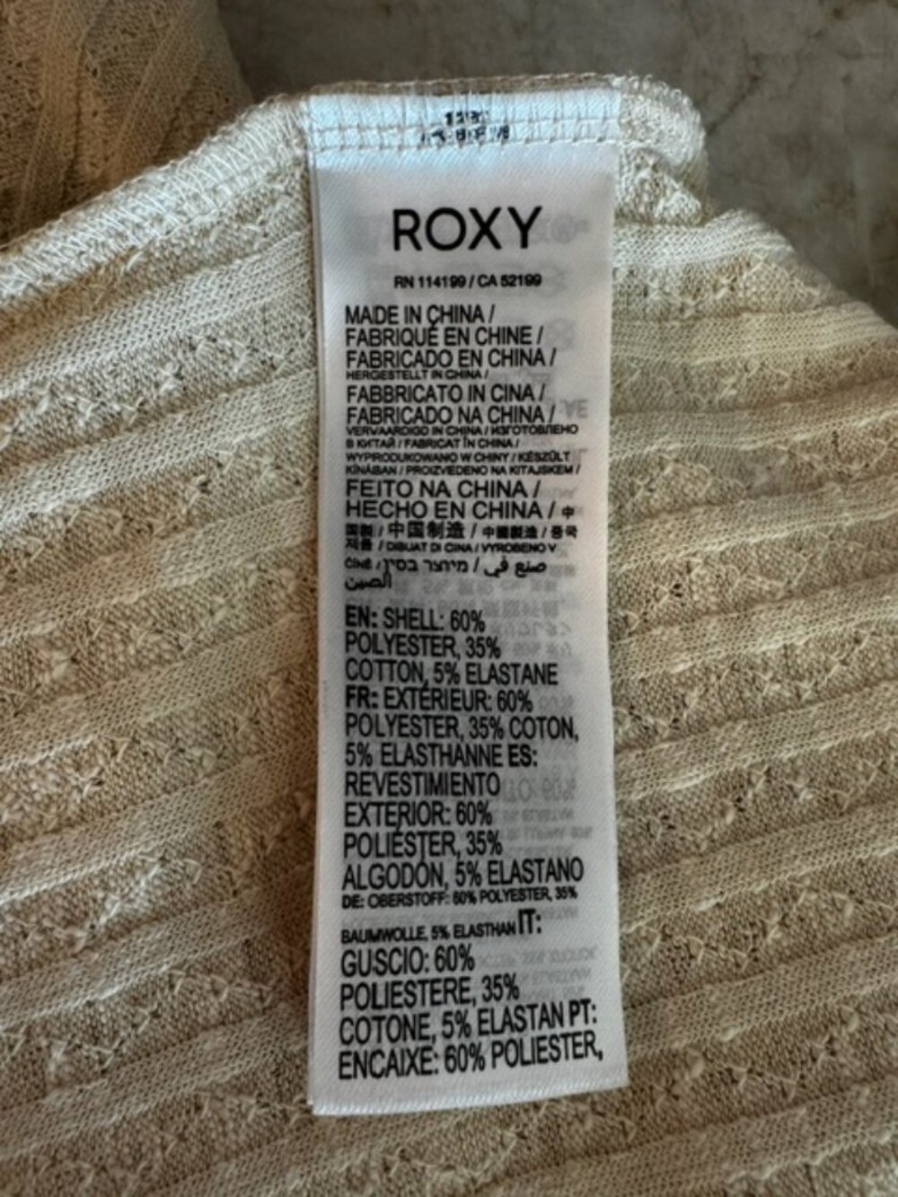 Roxy On Our Way Romper Women Cream Ribbed Knit Adjustable Straps XL NWOT - Picture 7 of 9